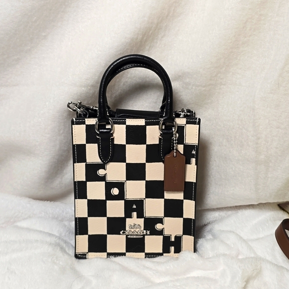 Coach North South Mini Tote With Checkerboard Print NWT - Picture 1 of 7